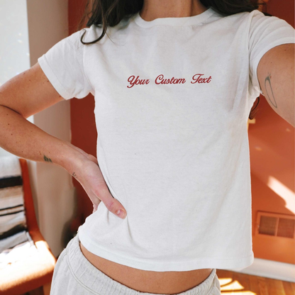 Embroidered Custom Text Baby Tee Shirt
