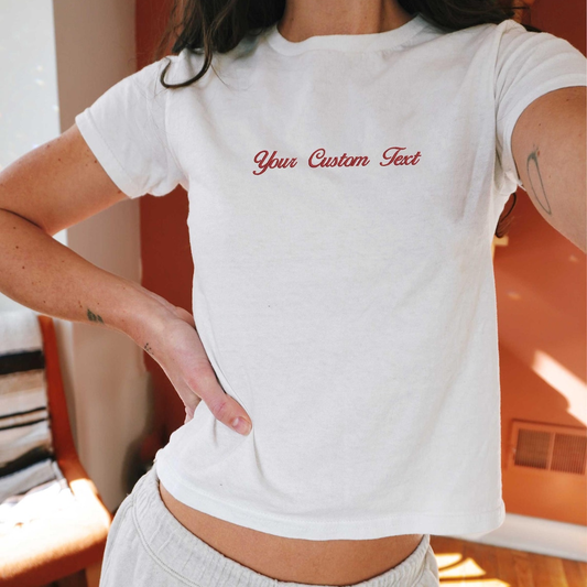 Embroidered Custom Text Baby Tee Shirt
