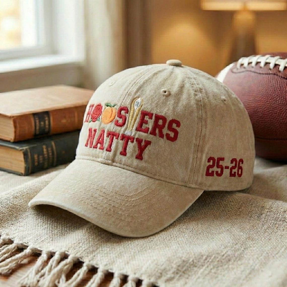 Embroidered Indiana Hoosiers Vintage Style Baseball Cap, Dyed Cap