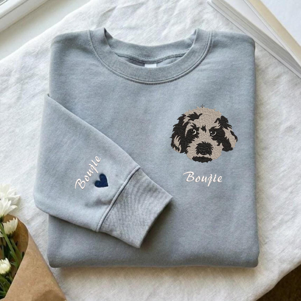 Personalized Embroidered Pet Photo Hoodie Sweatshirt T-Shirt