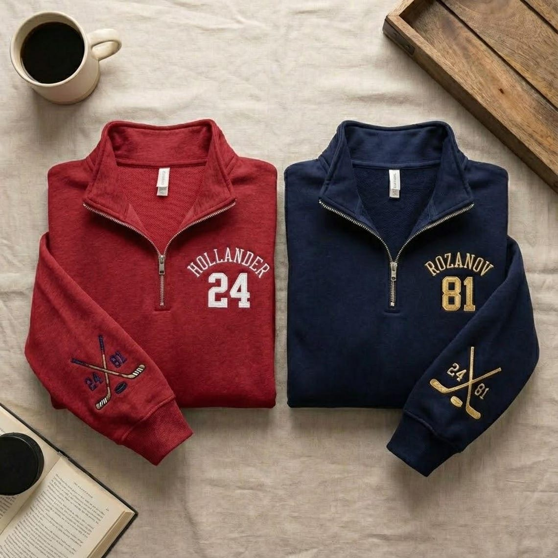 Valentine Personalized Embroidered Hockey Hoodie Sweatshirt T-Shirt