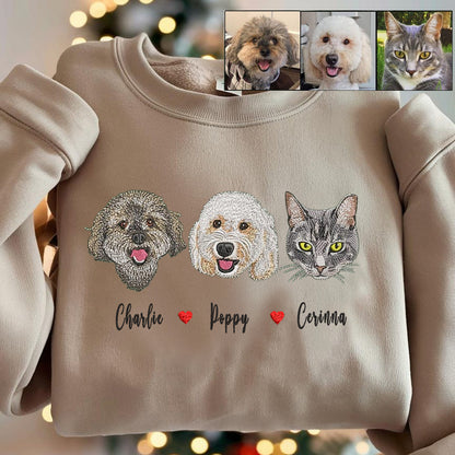 Halloween Personalized Embroidered Pet Dog Cat With Names Hoodie Sweatshirt T-Shirt