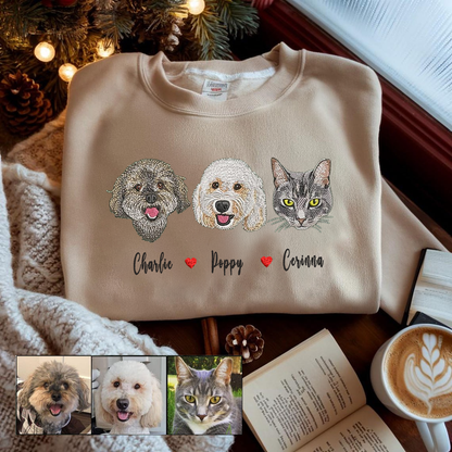 Halloween Personalized Embroidered Pet Dog Cat With Names Hoodie Sweatshirt T-Shirt