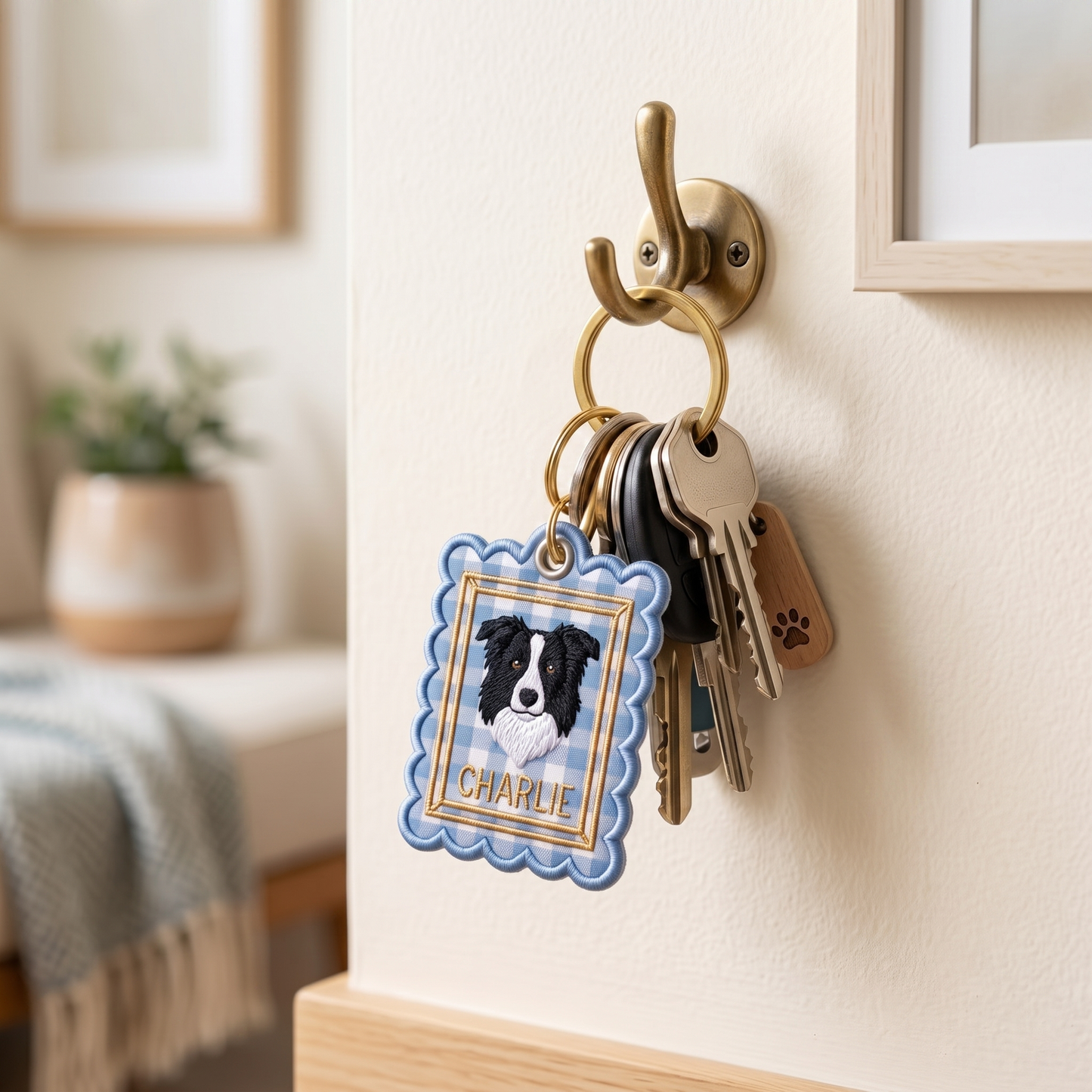Embroidered Custom Pet Photo & Name Keychain