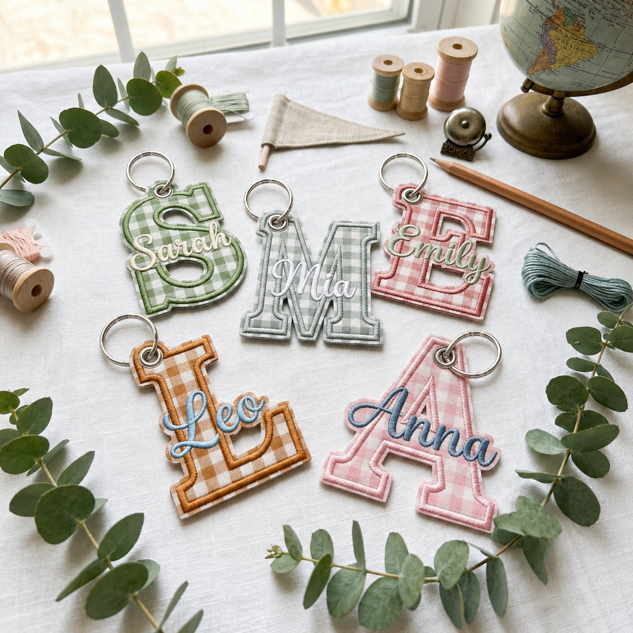 Embroidered Custom Varsity Letter Keychain
