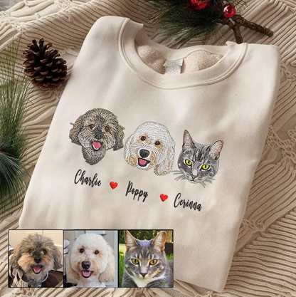 Halloween Personalized Embroidered Pet Dog Cat With Names Hoodie Sweatshirt T-Shirt