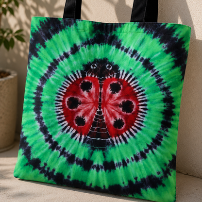 Green Aura LadyBug Green Black Tote Bag