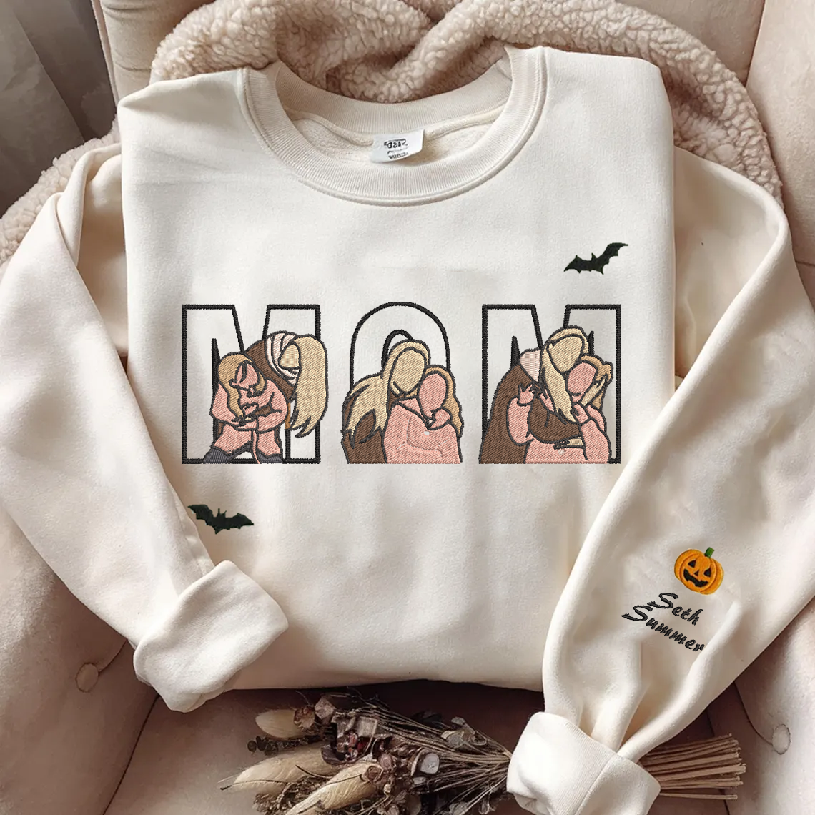 Halloween Personalized Embroidered Custom Family Photo Hoodie Sweatshirt T-Shirt