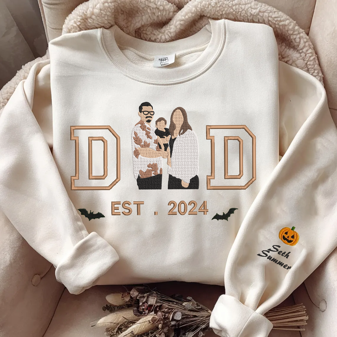 Halloween Personalized Embroidered Custom Family Photo Hoodie Sweatshirt T-Shirt