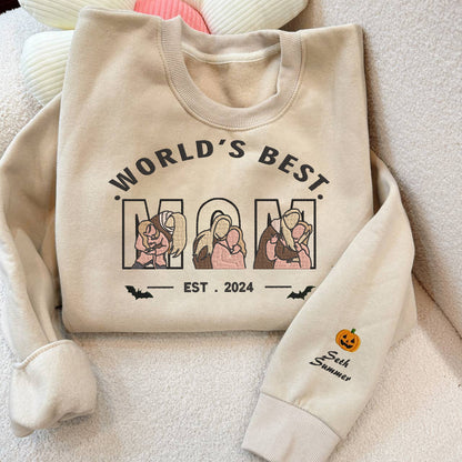 Halloween Personalized Embroidered Custom Family Photo World Best Dad Hoodie Sweatshirt T-Shirt