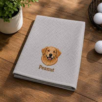 Embroidered Custom Pet Golf Towel With Pet Photo