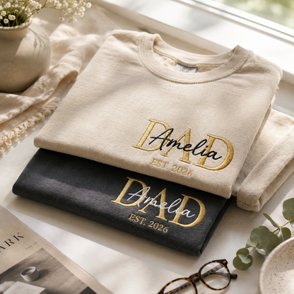 Embroidered Custom Dad Shirt, Pregnancy Announcement Shirt for Dad, Personalized Dad With Name, Girl Dad Gift From Parents