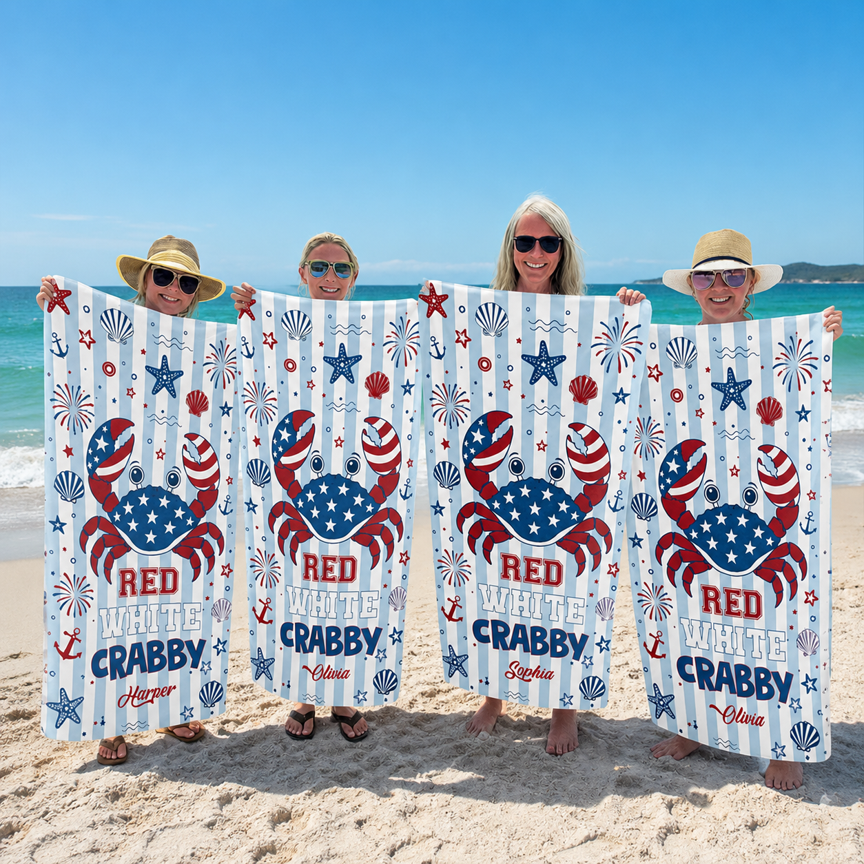Personalized Grab Beach Towel Custome Name Patriotic Gift