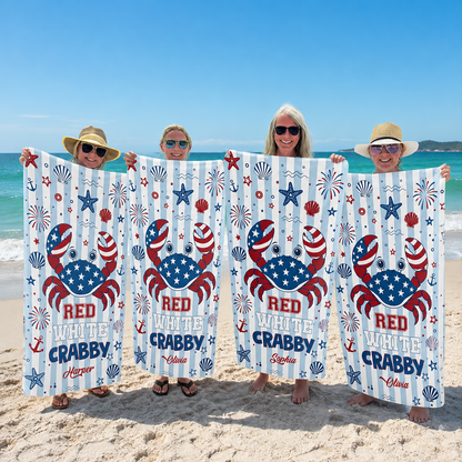 Personalized Grab Beach Towel Custome Name Patriotic Gift