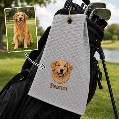 Embroidered Custom Pet Golf Towel With Pet Photo