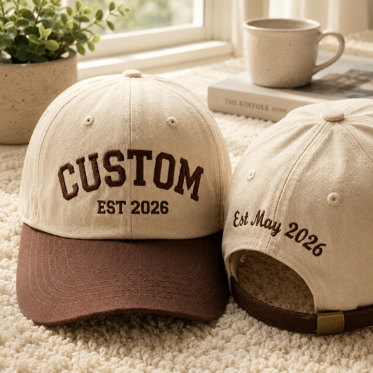 Embroidered Custom Two Tone Dad Hat, Retro Dad Cap, Personalized Dad Est 2026 Cap, New Dad Hat