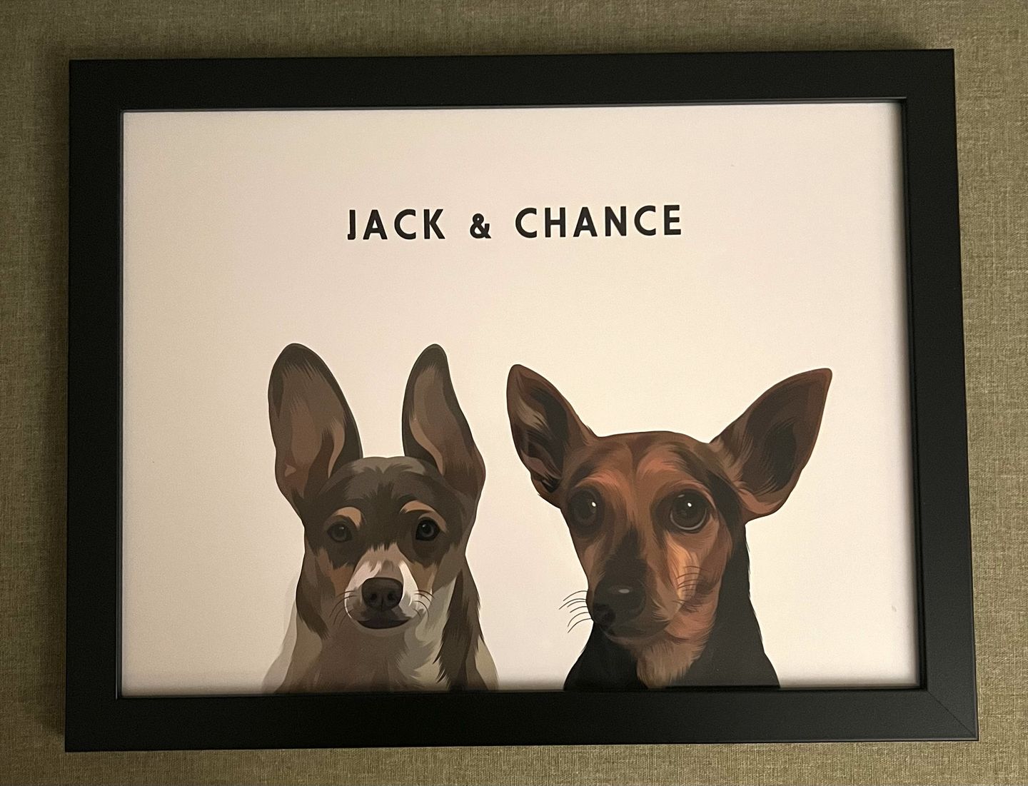 Custom Framed Poster Pet Portrait - Two Pets