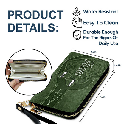 Personalized Grandma's Little Sweethearts Leather Long Wallet