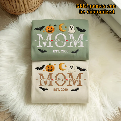 Halloween Personalized Embroidered Custom Text With Kids' Names Hoodie Sweatshirt T-Shirt