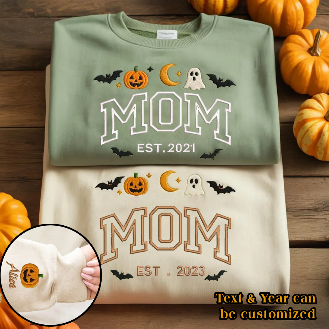 Halloween Personalized Embroidered Custom Text Hoodie Sweatshirt T-Shirt