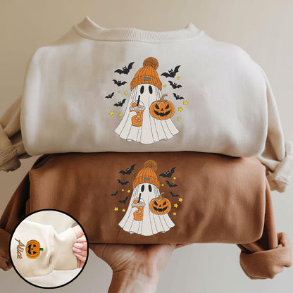 Halloween Personalized Embroidered Cute Ghost Hoodie Sweatshirt T-Shirt