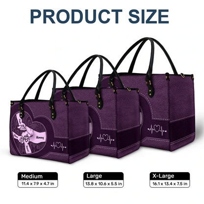 Personalized Hands In Hands Mom And Children Leather Bag