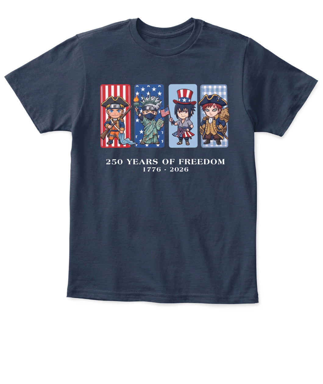 Naruto 250 Years of Freedom 1776–2026 Patriotic Printed Graphic Hoodie Sweatshirt T-Shirt