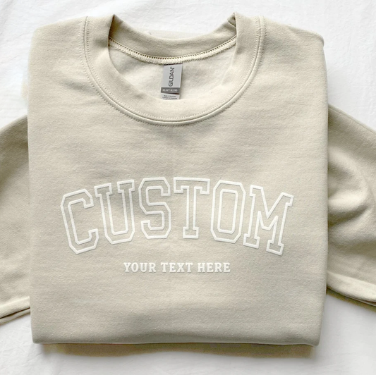 Personalized Custom Text with Names on Sleeve Embossed Printed Hoodie Sweatshirt T-Shirt