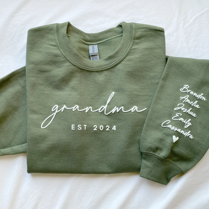 Personalized Custom Text with Kid Names on Sleeve Embossed Printed Hoodie Sweatshirt T-Shirt