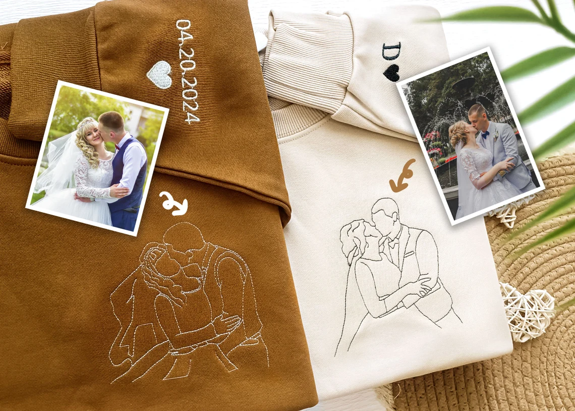 Valentine Embroidered Custom Photo Hoodie Sweatshirt T-shirt