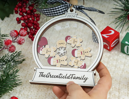 Personalized Gingerbread With Hat Family Christmas Ornament, Custom Family Ornament