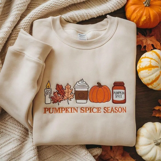 Halloween Personalized Embroidered Pumpkin Spice Season Hoodie Sweatshirt T-Shirt