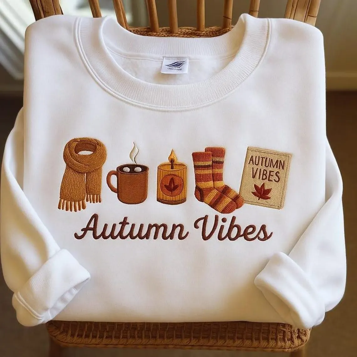 Halloween Personalized Embroidered Autumn Vibes Hoodie Sweatshirt T-Shirt
