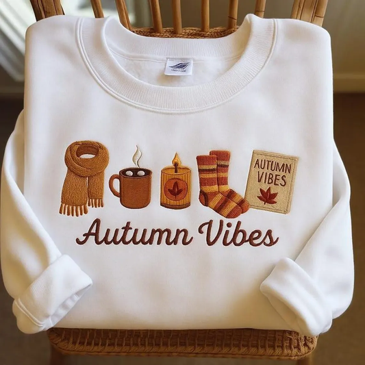 Halloween Personalized Embroidered Autumn Vibes Hoodie Sweatshirt T-Shirt