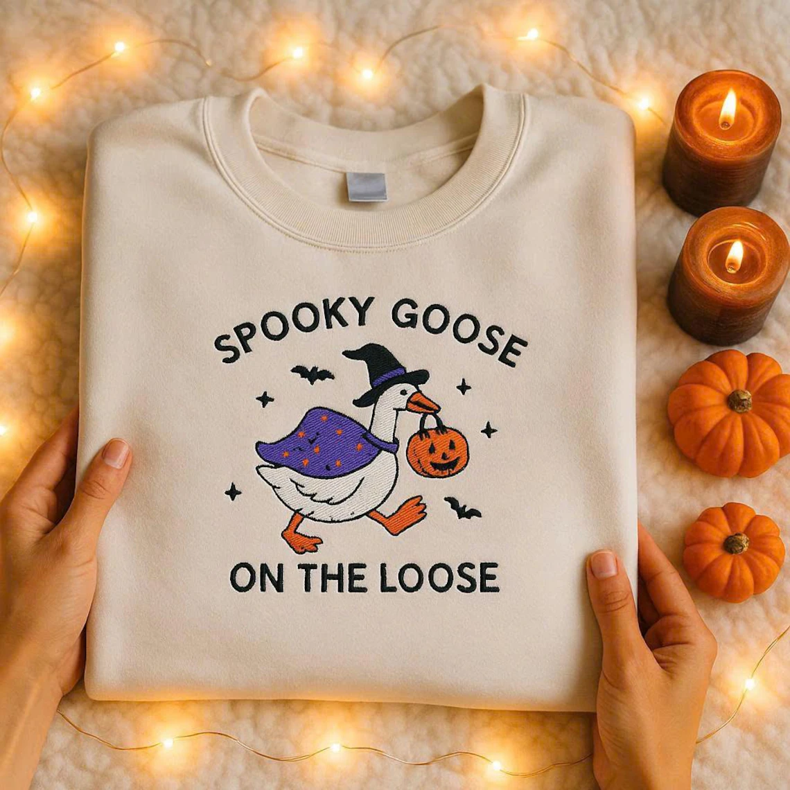 Halloween Personalized Embroidered Spooky Gooses Hoodie Sweatshirt T-Shirt