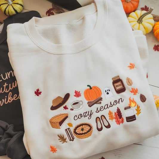 Halloween Personalized Embroidered Cozy Season Hoodie Sweatshirt T-Shirt