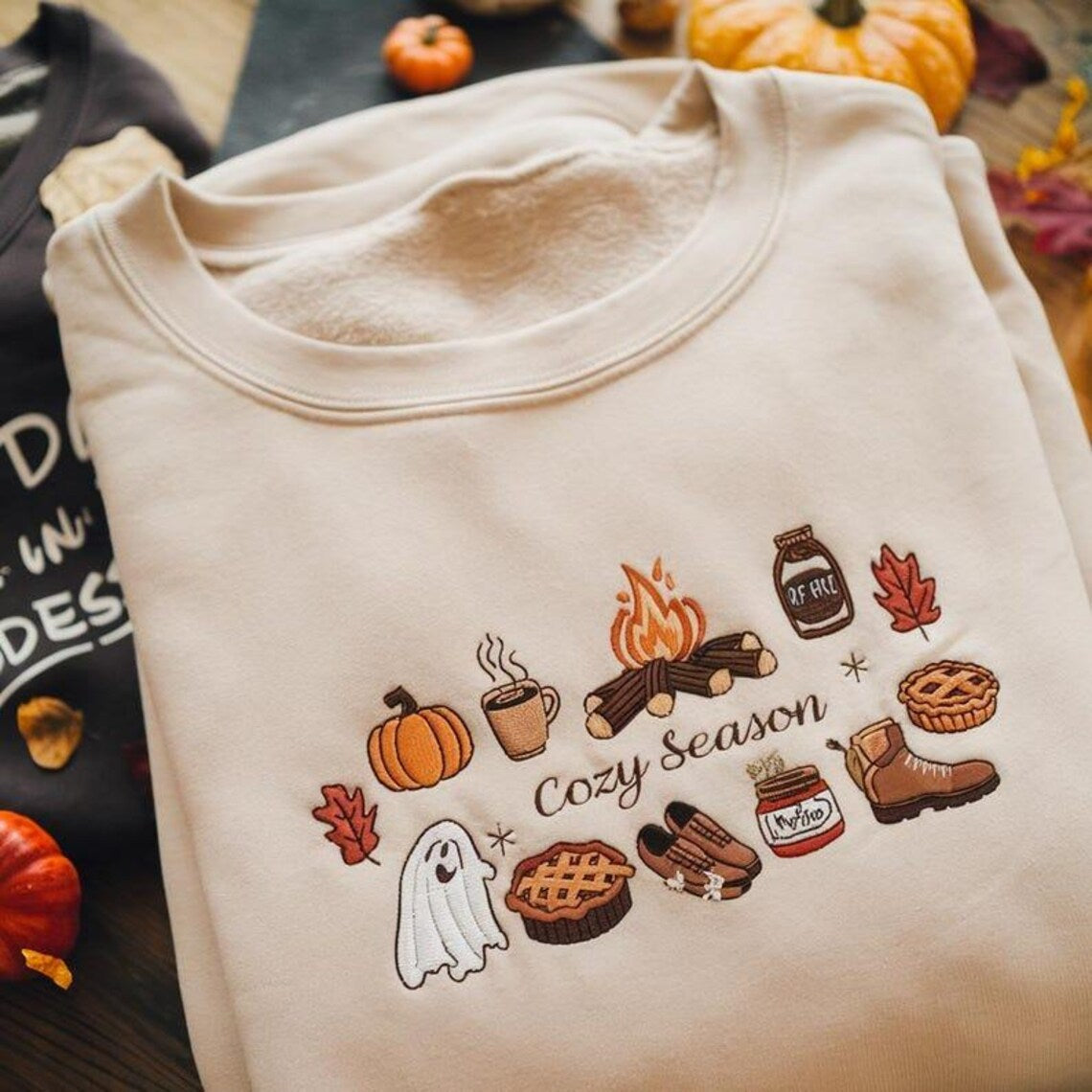 Halloween Personalized Embroidered Cozy Season Hoodie Sweatshirt T-Shirt