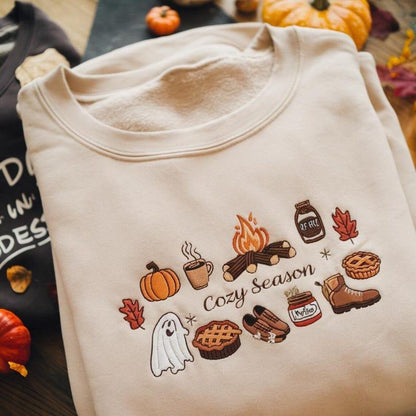 Halloween Personalized Embroidered Cozy Season Hoodie Sweatshirt T-Shirt
