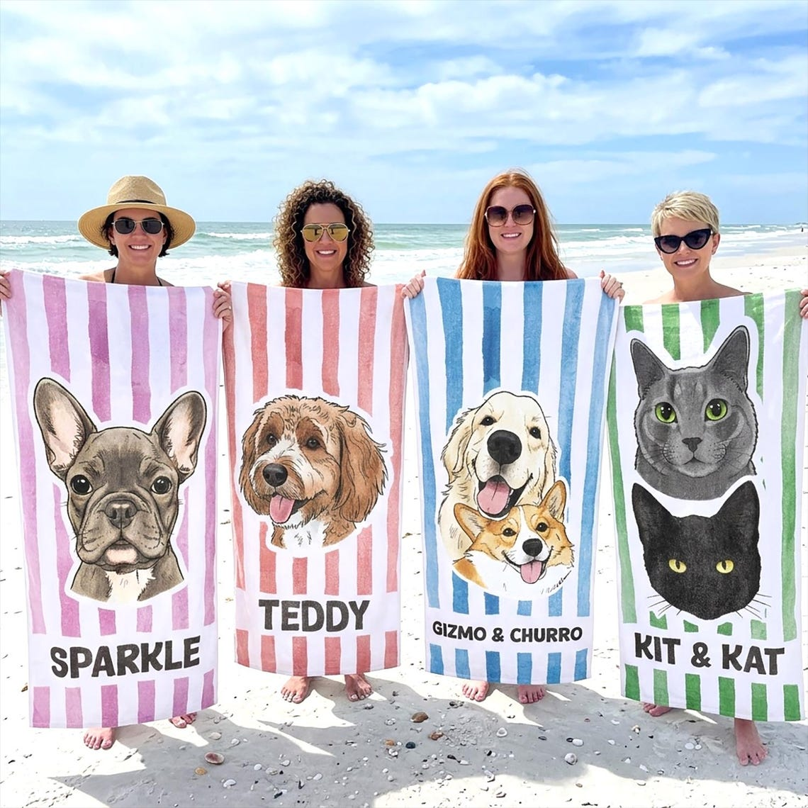 Personalized Pet Portrait Beach Towel