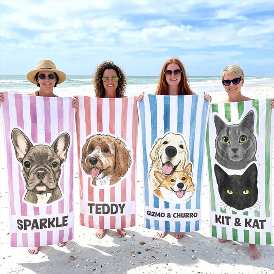 Personalized Pet Portrait Beach Towel