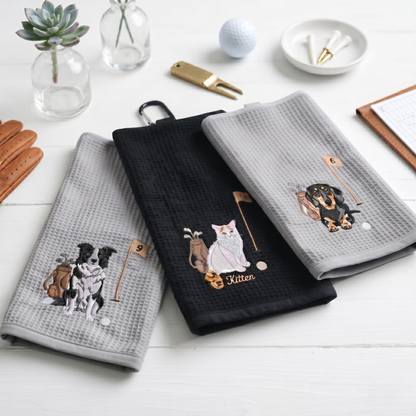 Embroidered Custom Pet Golf Towel With Pet Photo