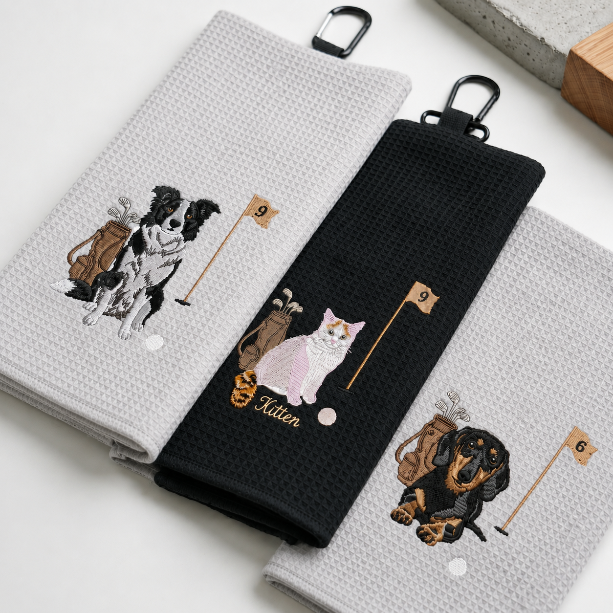 Embroidered Custom Pet Golf Towel With Pet Photo