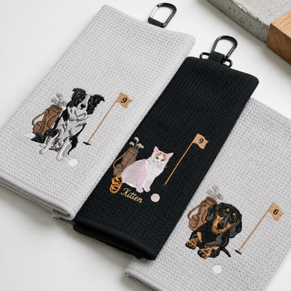 Embroidered Custom Pet Golf Towel With Pet Photo