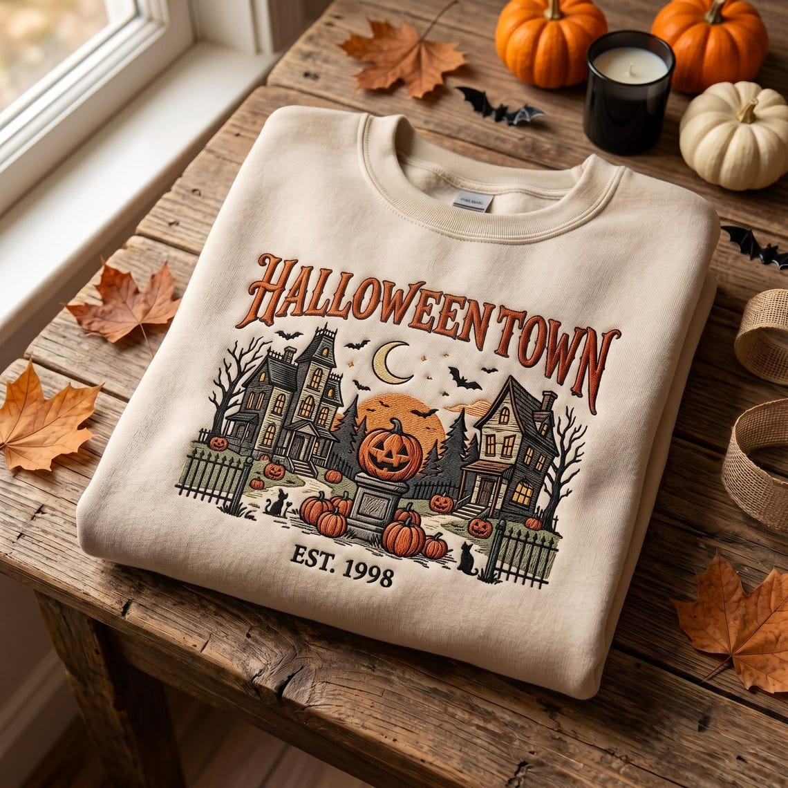 Halloween Town Embroidered Sweatshirt