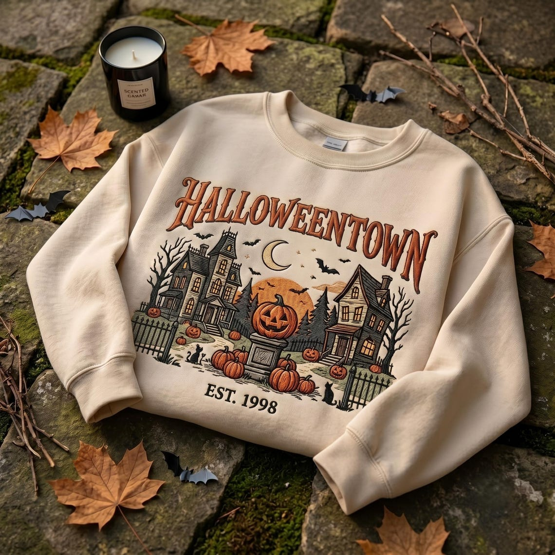 Halloween Town Embroidered Sweatshirt