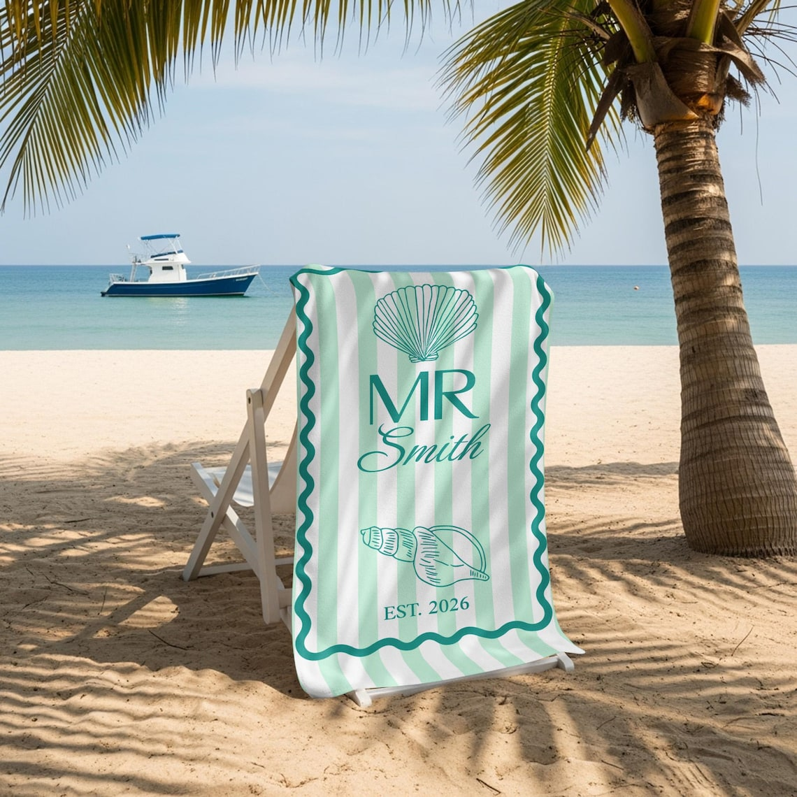 Personalized Mrs Mr Beach Towel Custom Name