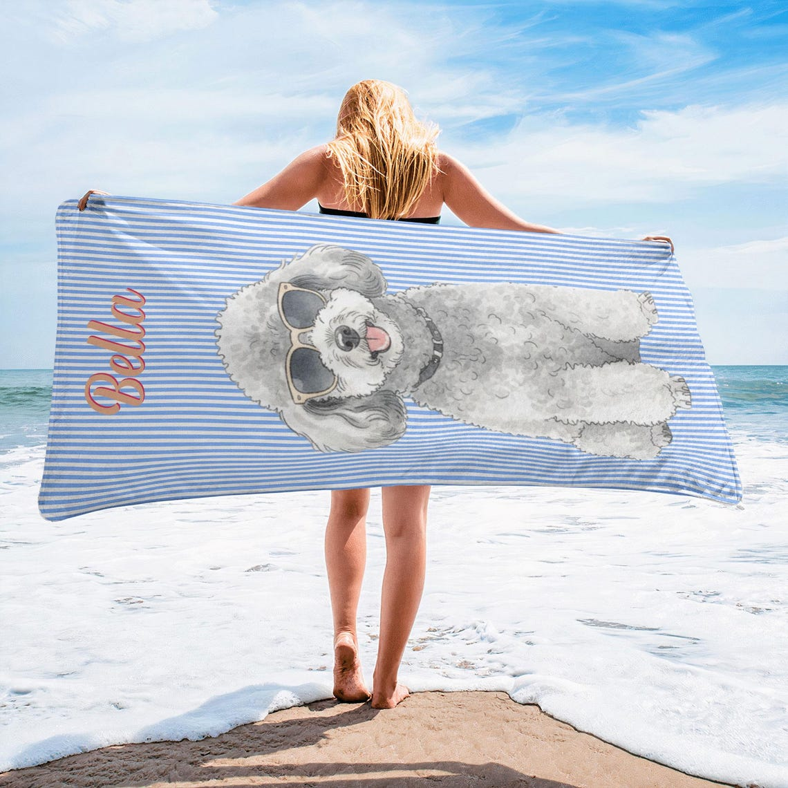 Personalized Pet Portrait Beach Towel