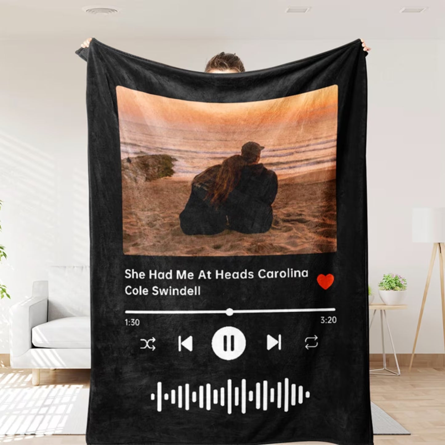 Personalized Music Blanket with Photo & Favorite Song – Great Gift for Couples Boyfriend Girlfriend Christmas
