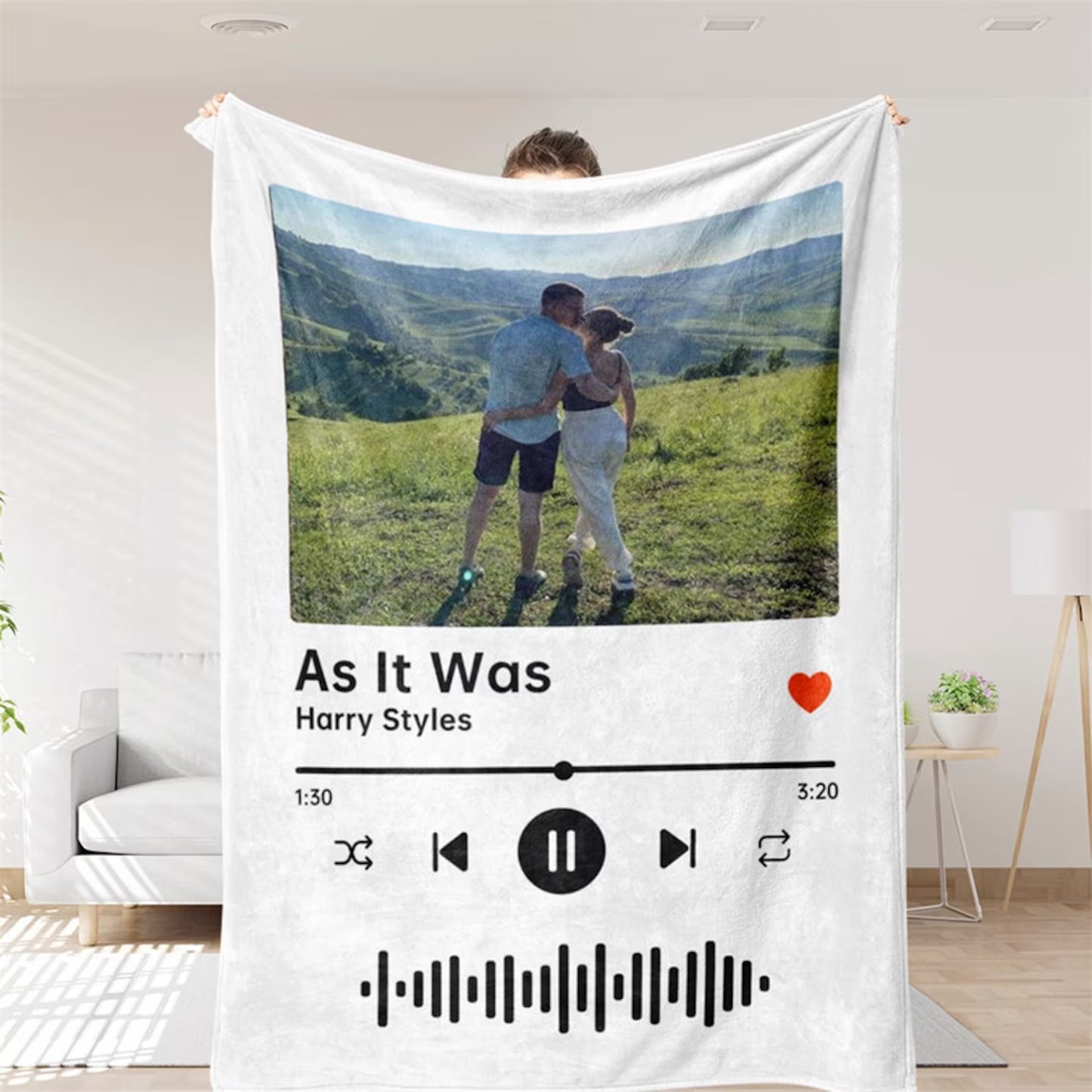 Personalized Music Blanket with Photo & Favorite Song – Great Gift for Couples Boyfriend Girlfriend Christmas