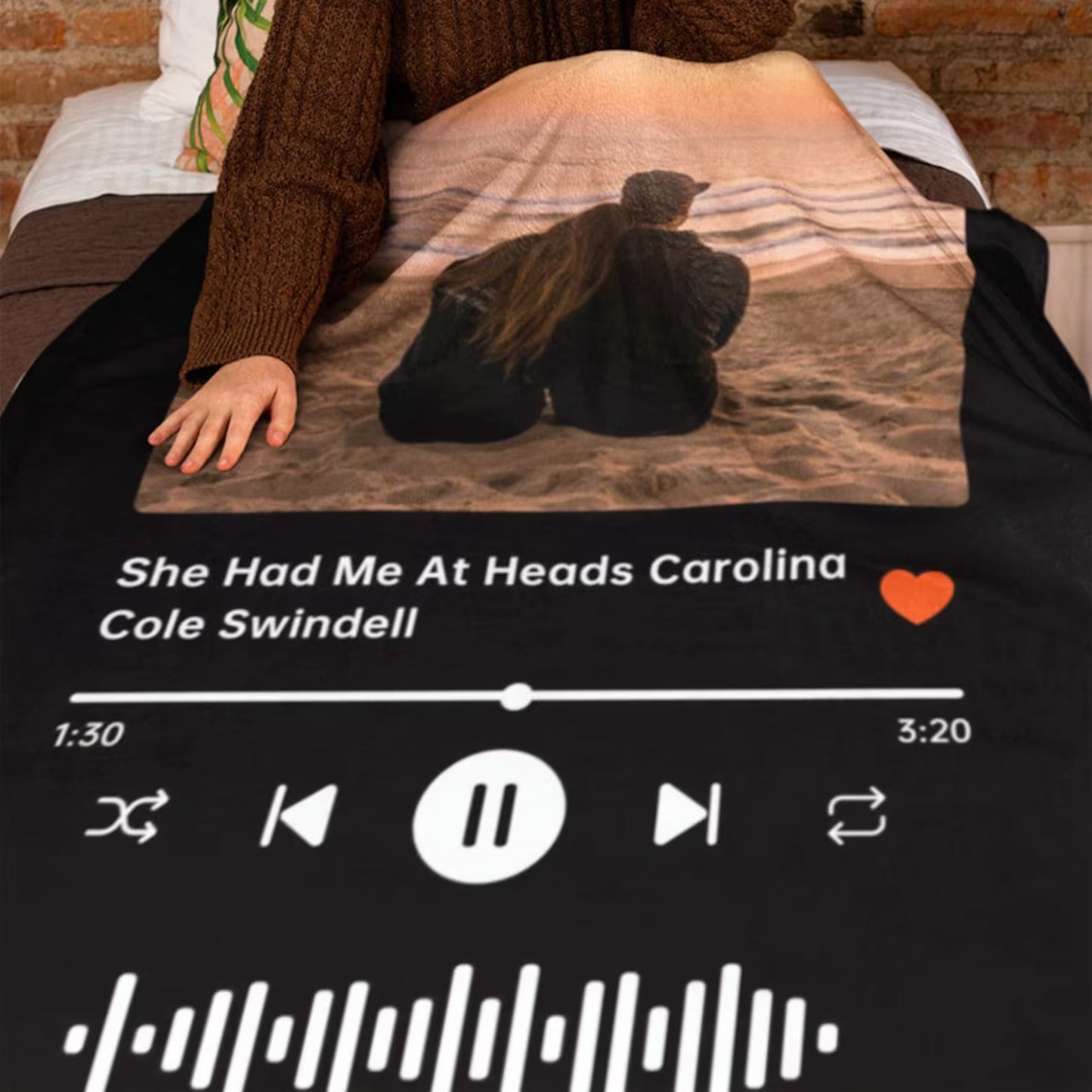 Personalized Music Blanket with Photo & Favorite Song – Great Gift for Couples Boyfriend Girlfriend Christmas